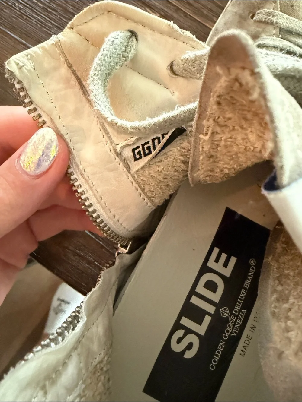 GGDB-Style Cream & Beige High-Top Sneaker for Women